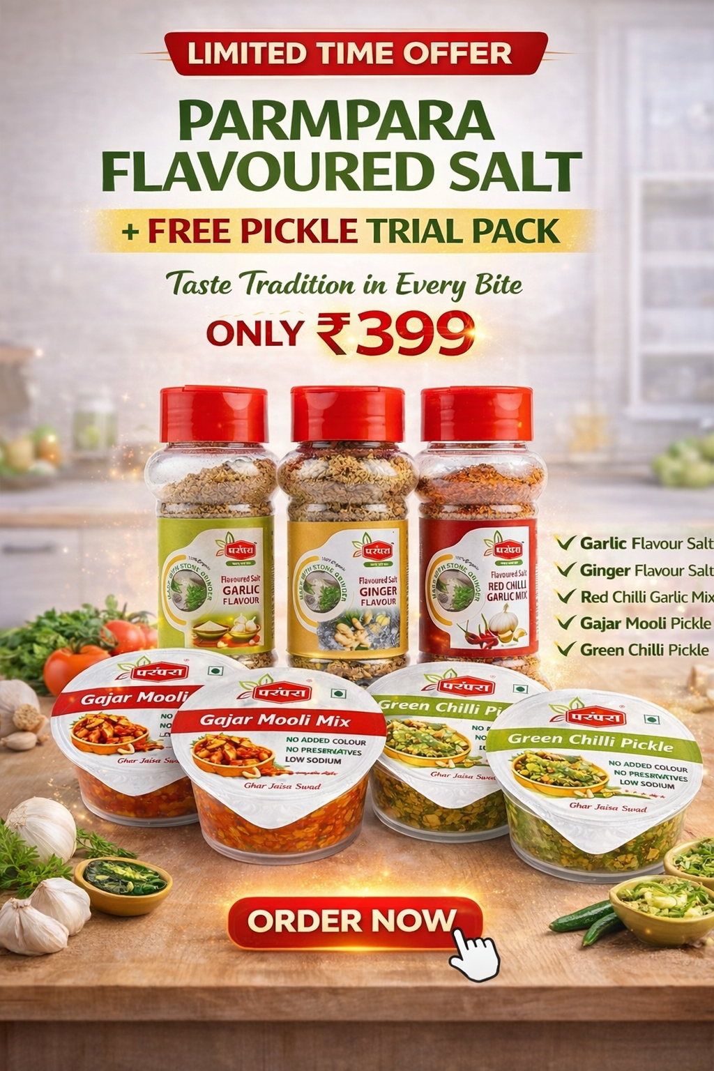 Parampara Authentic Stone-Ground salt combo(100ml) (healthy & tastly) no chemical (High selling)